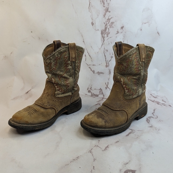 Ariat Boot Boys 3 Workhog Western Cowboy Cowgirl Kid Youth Brown Leather 1007836 - Picture 5 of 12